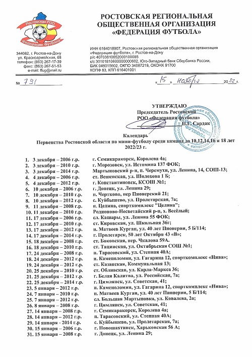 Календарь зимних однодневных турниров 2022/23
